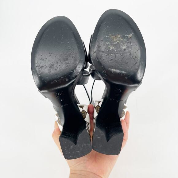 Louis Vuitton Black Monogram Damier Tressage Matchmake Check Heel Sandals EU 37 - Picture 12 of 16